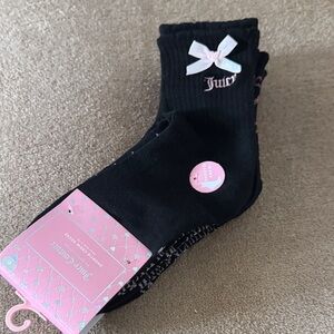 Juicy Couture Black Crew Socks with Pink Bow and Logo 6 Pack